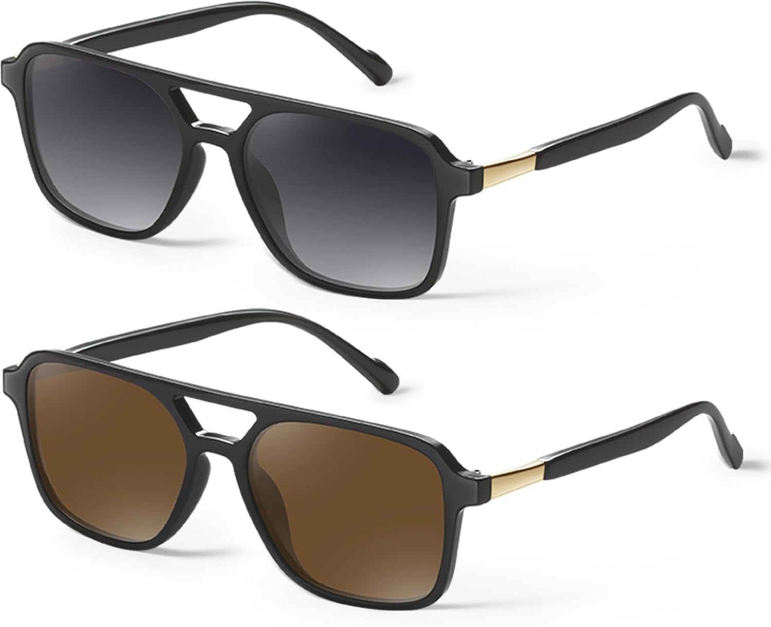 Солнцезащитные очки GRFISIA в стиле ретро «Авиатор» для женщин и мужчин, квадратная оправа, прямоугольная форма, модные солнцезащитные очки, 2pcs Black/Gray+black/Brown
Солнцезащитные очки GRFISIA в стиле ретро «Авиатор» для женщин и мужчин, квадратная оправа, прямоугольная форма, модные солнцезащитные очки, 2pcs Black/Gray+black/Brown