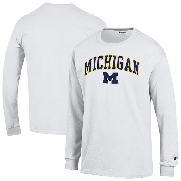 Мужская белая футболка с длинным рукавом michigan wolverines arch over logo 2-hit Champion
Мужская белая футболка с длинным рукавом michigan wolverines arch over logo 2-hit Champion