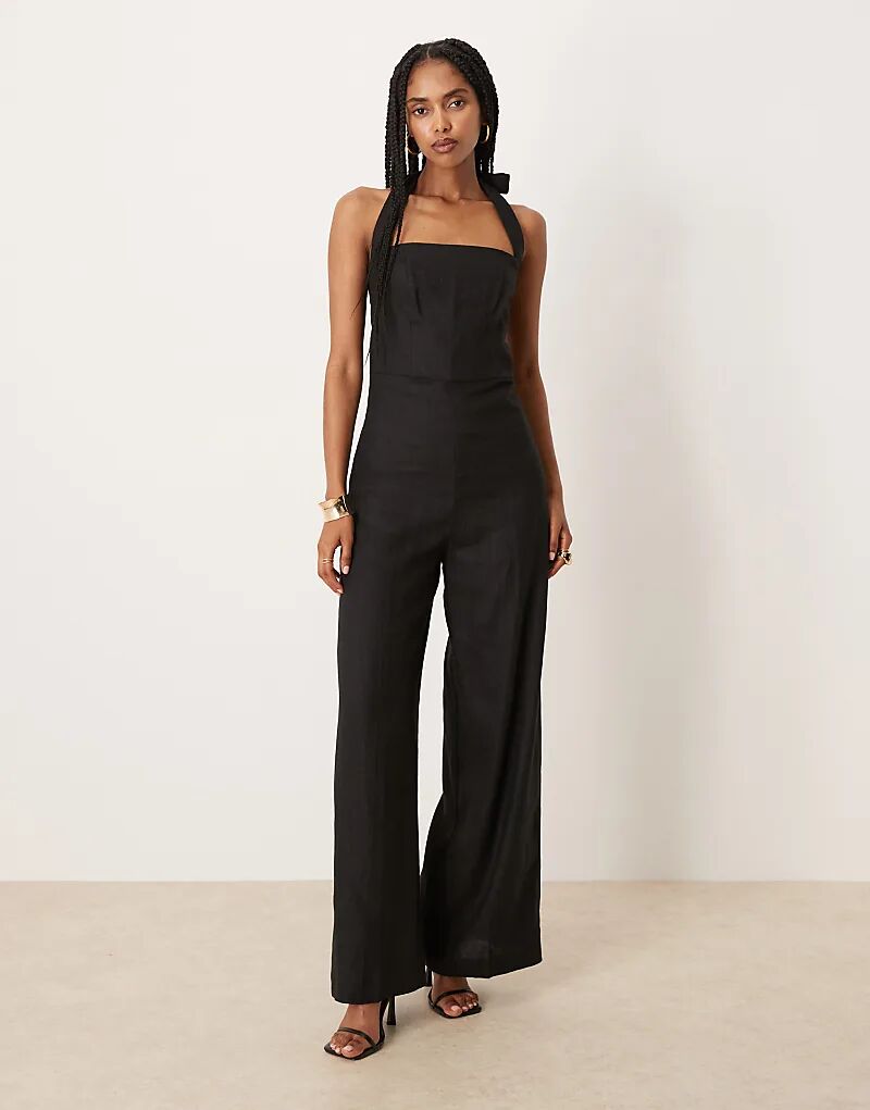 Комбинезон Mango с квадратным вырезом и завязкой-халтером спереди, черный
Комбинезон Mango с квадратным вырезом и завязкой-халтером спереди, черный