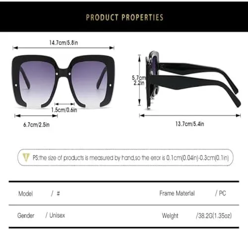 Солнцезащитные очки 2026 года для женщин и мужчин, модные солнцезащитные очки в крупной оправе, защита от УФ-излучения UV400, серый, один размер MTZJH, One Color
Солнцезащитные очки 2026 года для женщин и мужчин, модные солнцезащитные очки в крупной оправе, защита от УФ-излучения UV400, серый, один размер MTZJH, One Color