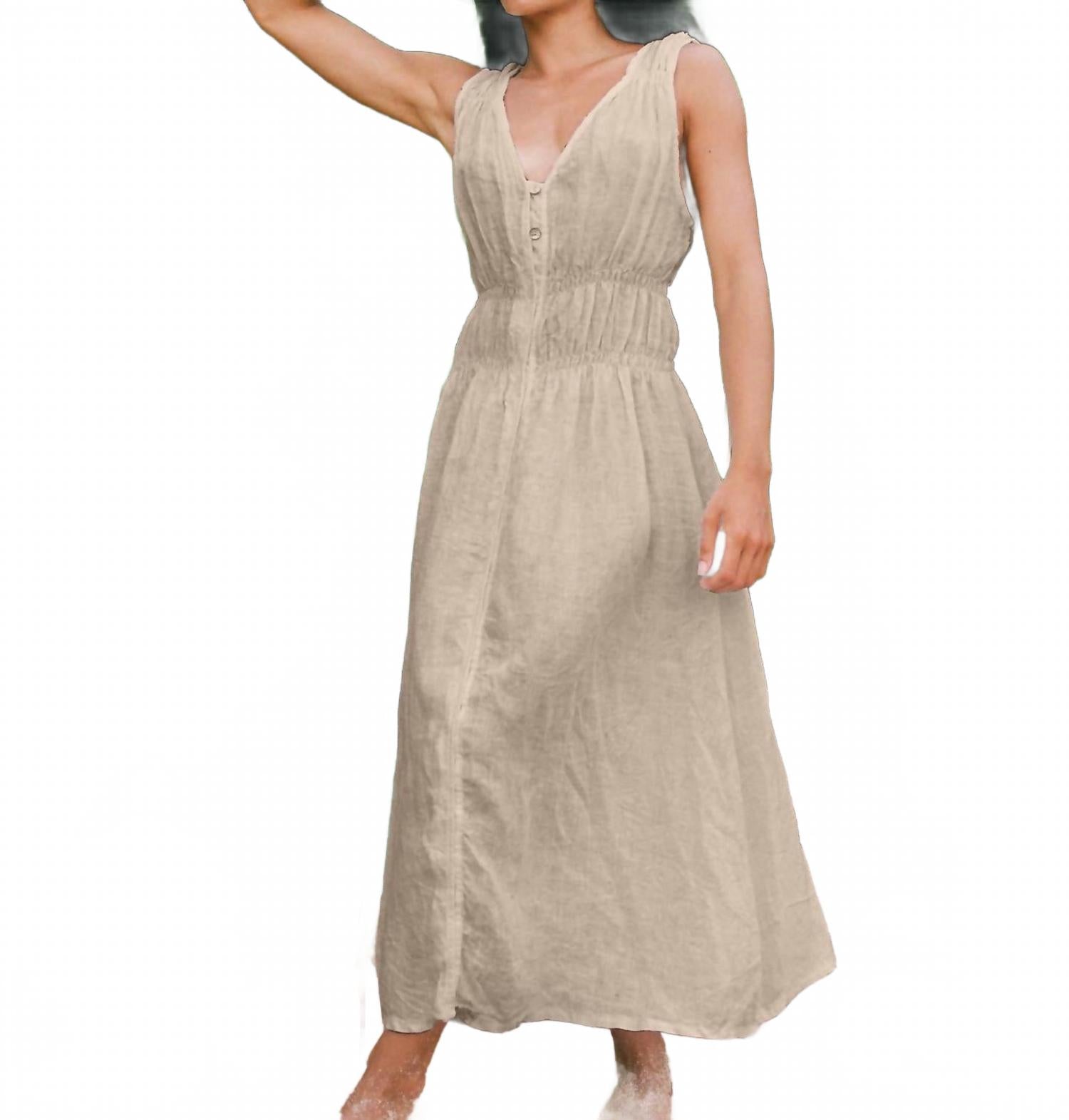 Женское льняное платье с пуговицами в песочном цвете Yoga Jeans, Sand
Женское льняное платье с пуговицами в песочном цвете Yoga Jeans, Sand