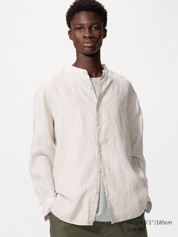 Льняная рубашка со стойкой (в полоску) Uniqlo, 31 beige
Льняная рубашка со стойкой (в полоску) Uniqlo, 31 beige