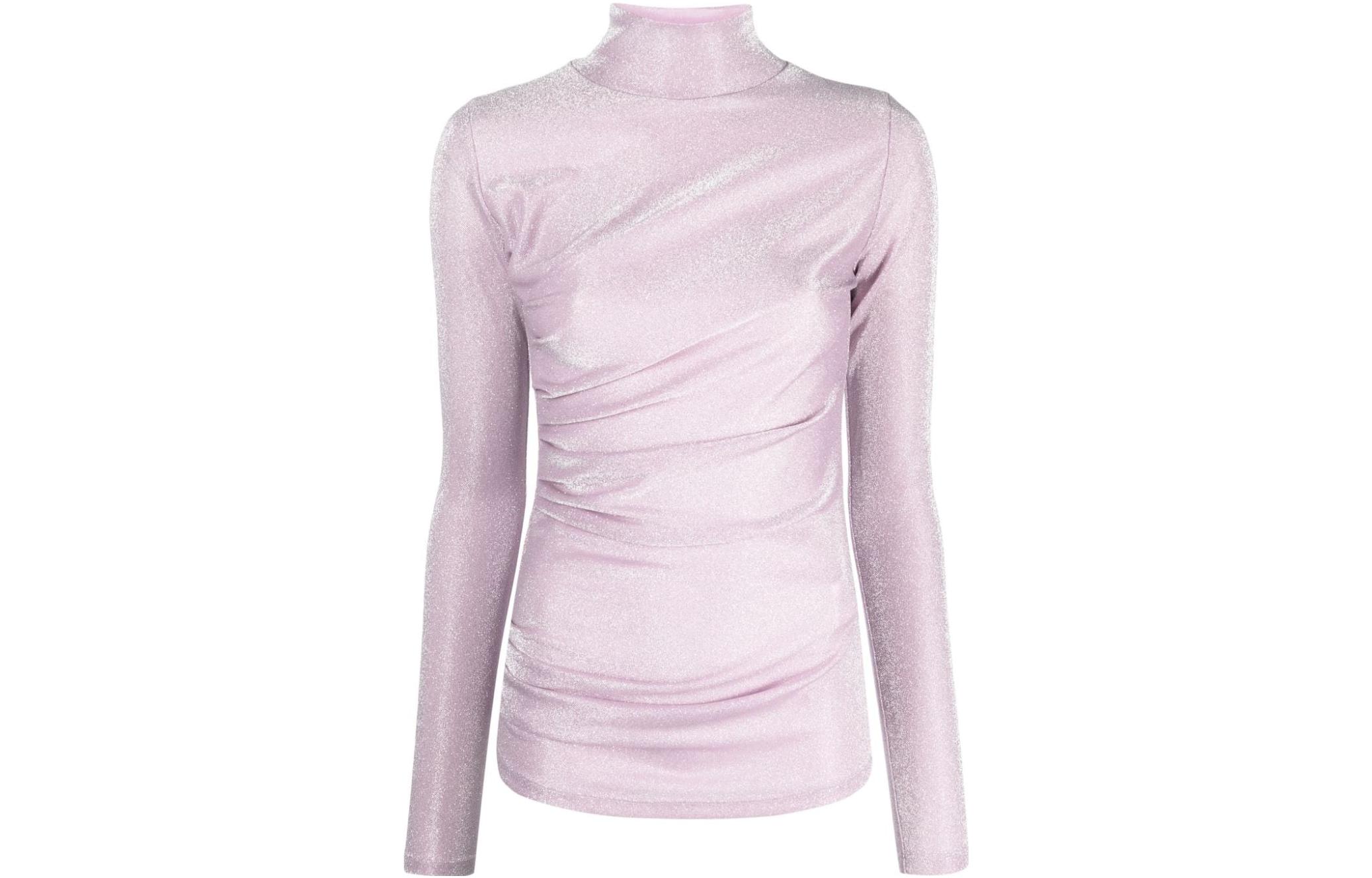 Блестящая присборенная футболка с высоким воротником Metallic MSGM, фиолетовый
Блестящая присборенная футболка с высоким воротником Metallic MSGM, фиолетовый