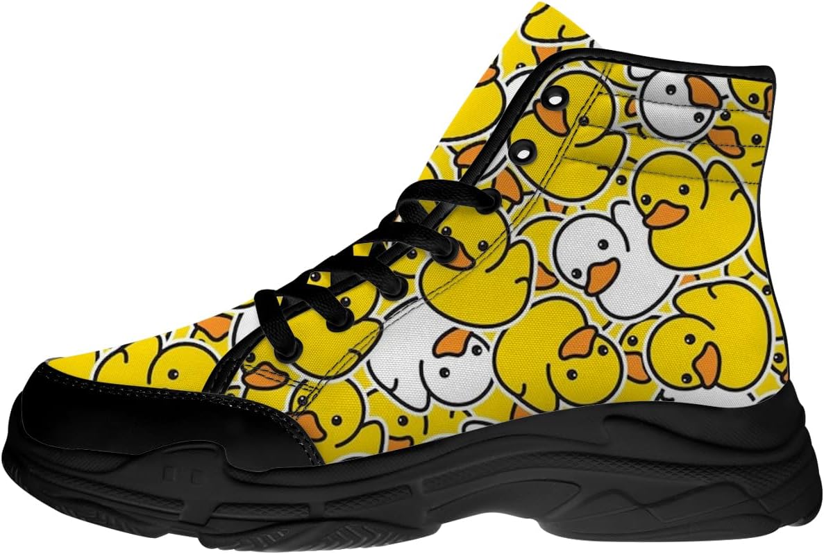 Кроссовки Quorax Duck для женщин и мужчин, высокие, на шнуровке, из текстиля, подарки для нее и для него, белый/черный/желтый
Кроссовки Quorax Duck для женщин и мужчин, высокие, на шнуровке, из текстиля, подарки для нее и для него, белый/черный/желтый