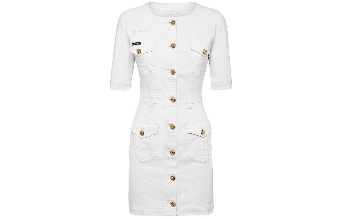 Джинсовое платье с деталями из тисненых пуговиц PHILIPP PLEIN, белый
Джинсовое платье с деталями из тисненых пуговиц PHILIPP PLEIN, белый