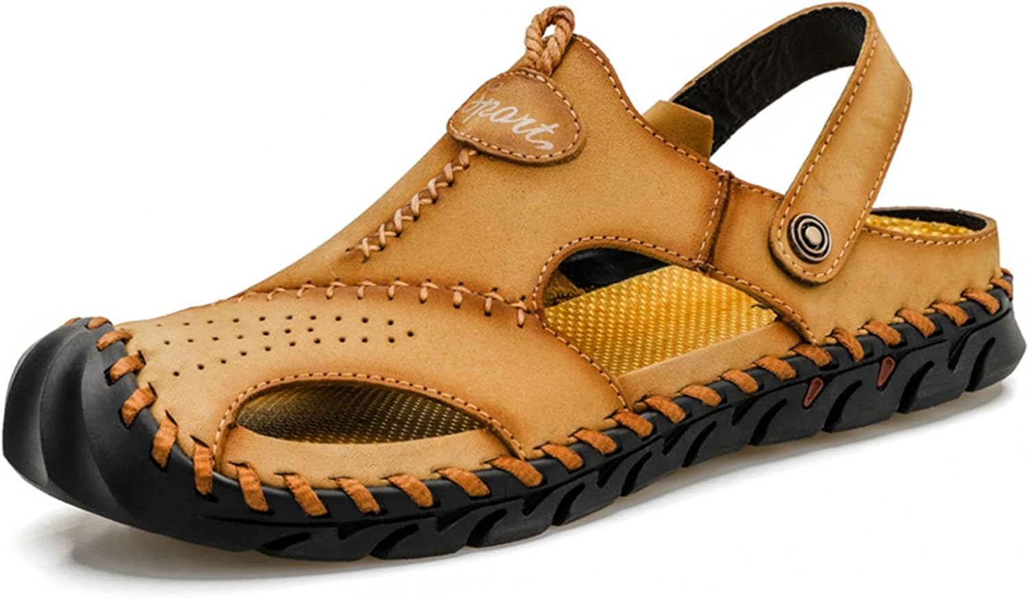 Мужские летние спортивные сандалии ETORYOOX ручной работы из кожи, с удобным закрытым носком и перфорацией, для улицы, пляжа и повседневного ношения, хаки
Мужские летние спортивные сандалии ETORYOOX ручной работы из кожи, с удобным закрытым носком и перфорацией, для улицы, пляжа и повседневного ношения, хаки