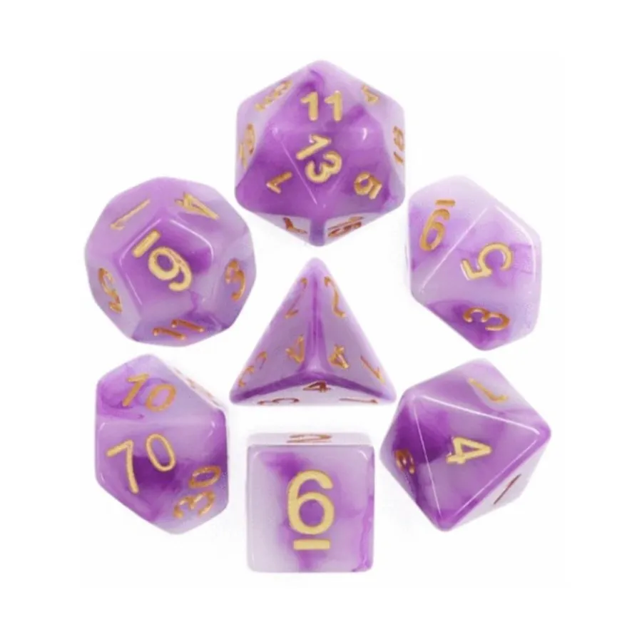Набор Poly — фиолетовый нефрит с золотом (7), Dice Sets - Resin/Acrylic - Blue, Green, & Purple (Foam Brain Games)
Набор Poly — фиолетовый нефрит с золотом (7), Dice Sets - Resin/Acrylic - Blue, Green, & Purple (Foam Brain Games)