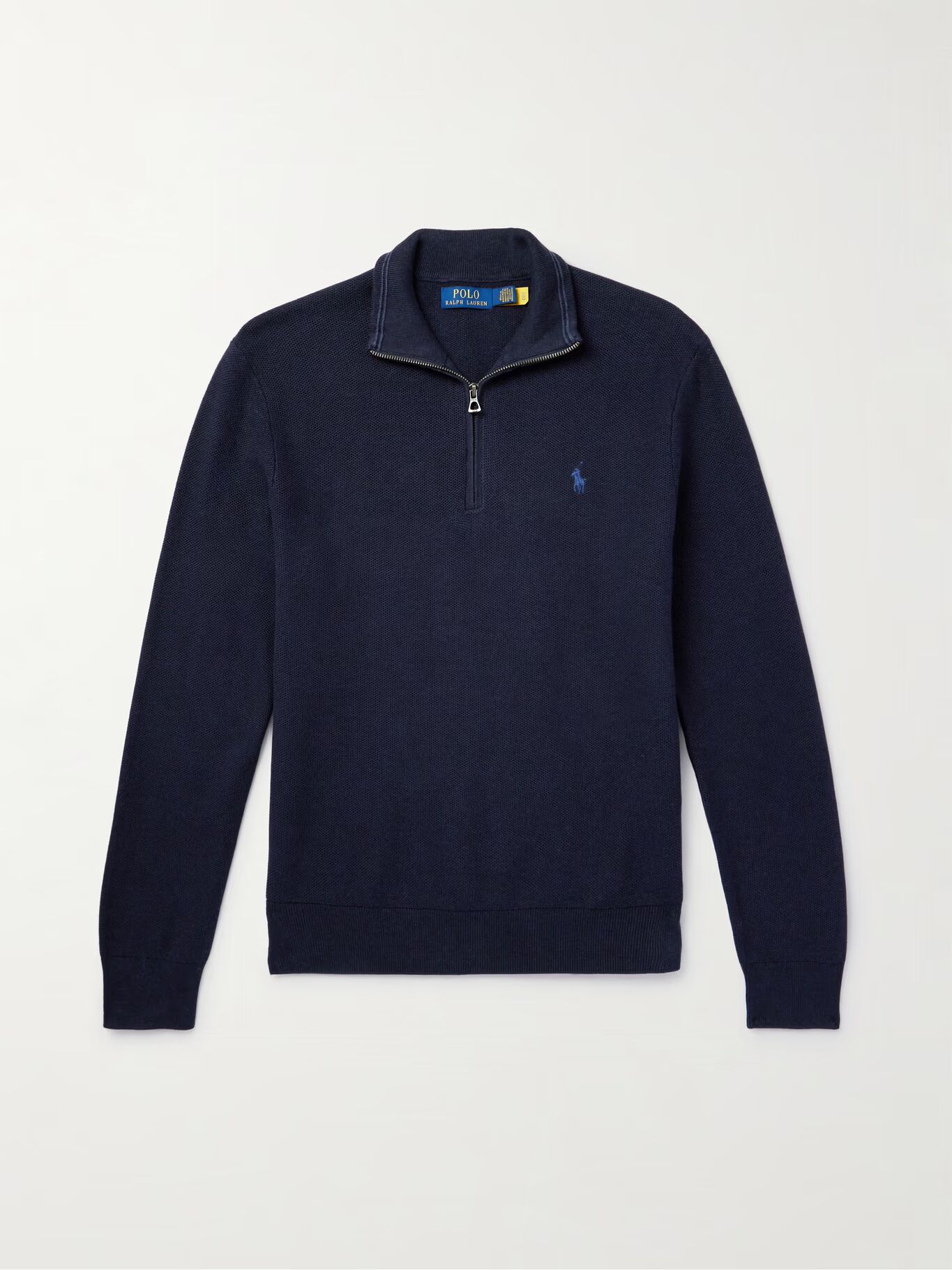 Хлопковый свитер с вышитым логотипом и сотовой вязкой на половину молнии POLO RALPH LAUREN, темно-синий
Хлопковый свитер с вышитым логотипом и сотовой вязкой на половину молнии POLO RALPH LAUREN, темно-синий