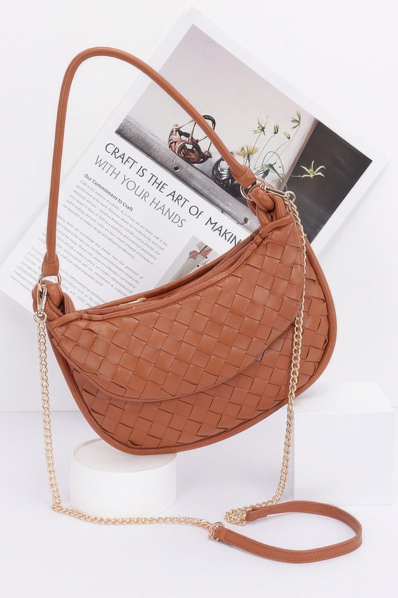 Искусственная кожа плетеная двойная сумка хобо FASHNZFAB, коричневый
Искусственная кожа плетеная двойная сумка хобо FASHNZFAB, коричневый