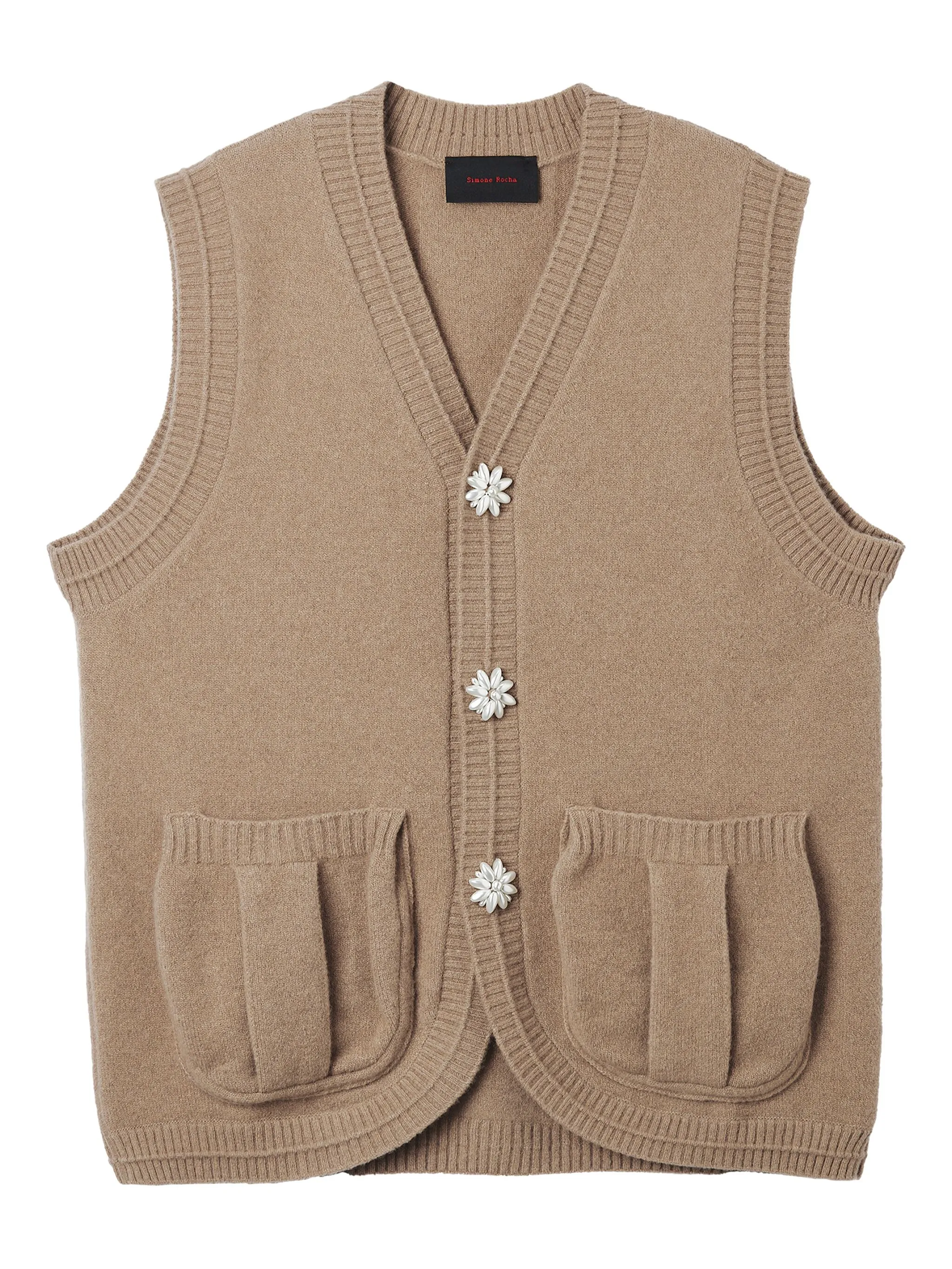 Кардиган с V-образным вырезом Simone Rocha, нейтральный
Кардиган с V-образным вырезом Simone Rocha, нейтральный