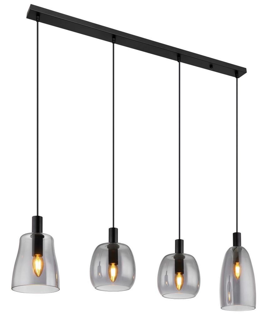 Подвесной светильник Globo Lighting металлический черный матовый, дымчатое стекло, черный ПВХ-кабель, высота может быть уменьшена, 3 разных стекла, ДхШхВ: 1070x160x1200 мм, без 4x E14 40 Вт 230 В., серебро
Подвесной светильник Globo Lighting металлический черный матовый, дымчатое стекло, черный ПВХ-кабель, высота может быть уменьшена, 3 разных стекла, ДхШхВ: 1070x160x1200 мм, без 4x E14 40 Вт 230 В., серебро