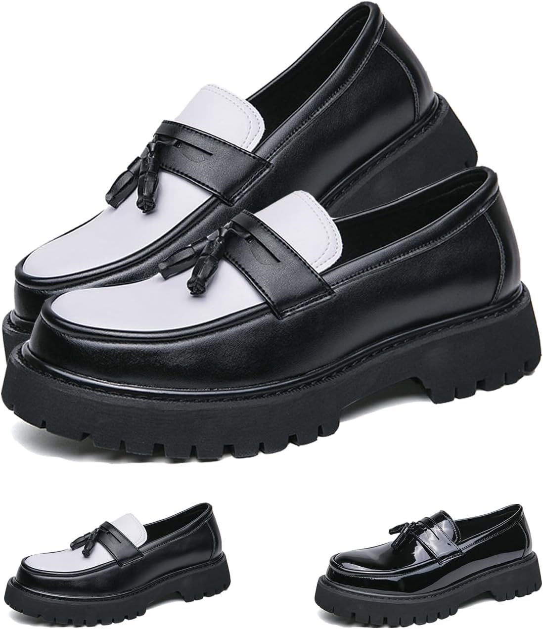 Мужские кожаные лоферы на платформе с кисточками, без застежки, противоскользящие, низкие, с круглым носком, массивной подошвой, повседневные офисные и туфли Generic, белый/черный
Мужские кожаные лоферы на платформе с кисточками, без застежки, противоскользящие, низкие, с круглым носком, массивной подошвой, повседневные офисные и туфли Generic, белый/черный
