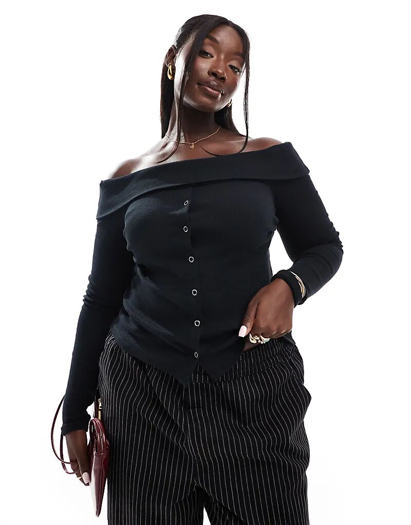 Топ с открытыми плечами и застежкой на пуговицы черного цвета ASOS
Топ с открытыми плечами и застежкой на пуговицы черного цвета ASOS