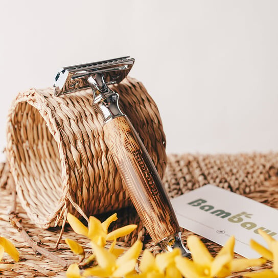 Многоразовая бритва с бамбуковой ручкой., Bambaw
Многоразовая бритва с бамбуковой ручкой., Bambaw