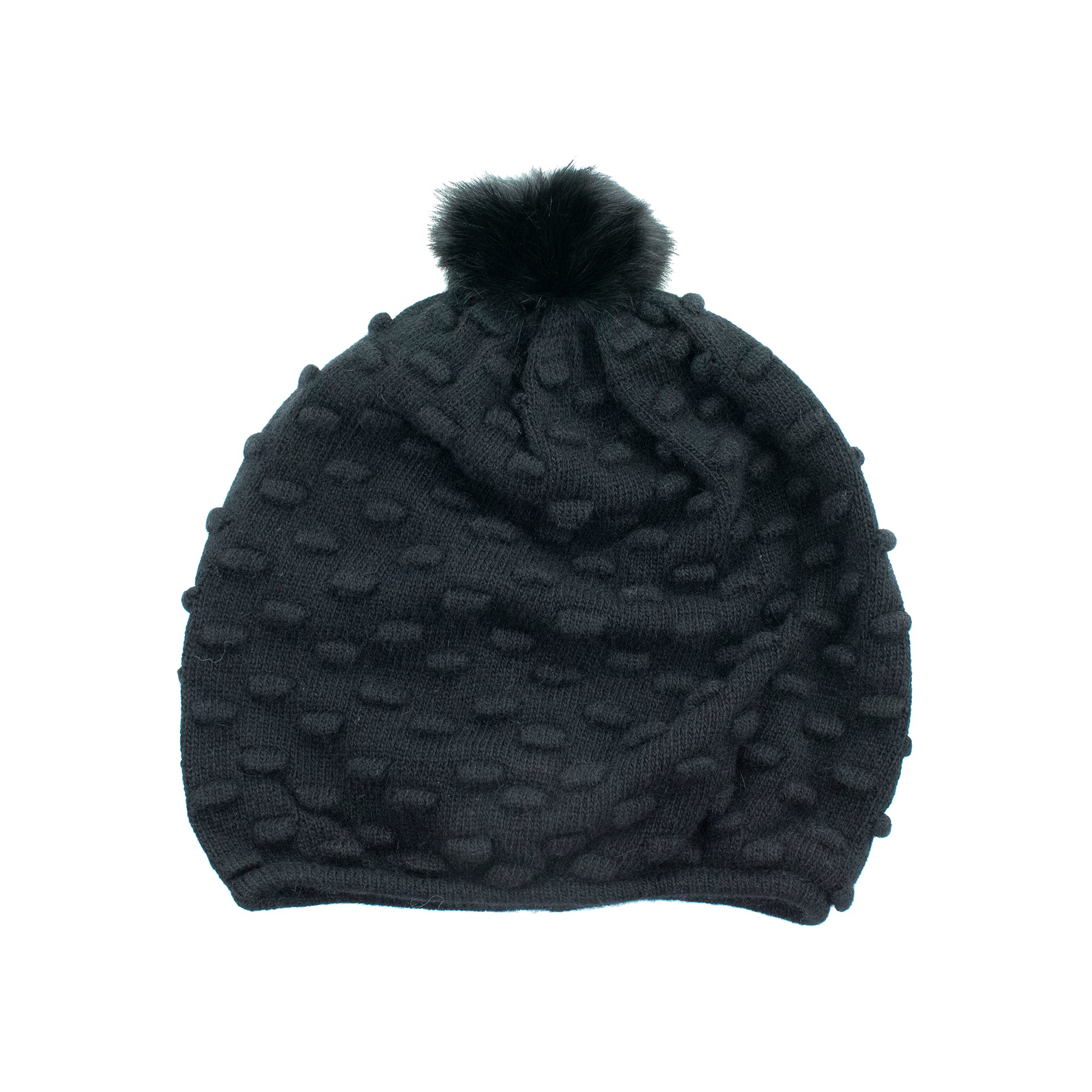 Сшитая шапка с помпоном из меха кролика Portolano, черный 
Сшитая шапка с помпоном из меха кролика Portolano, черный