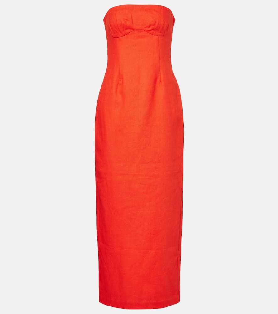 Бесплечее льняное платье макси SIR, Tangerine
Бесплечее льняное платье макси SIR, Tangerine