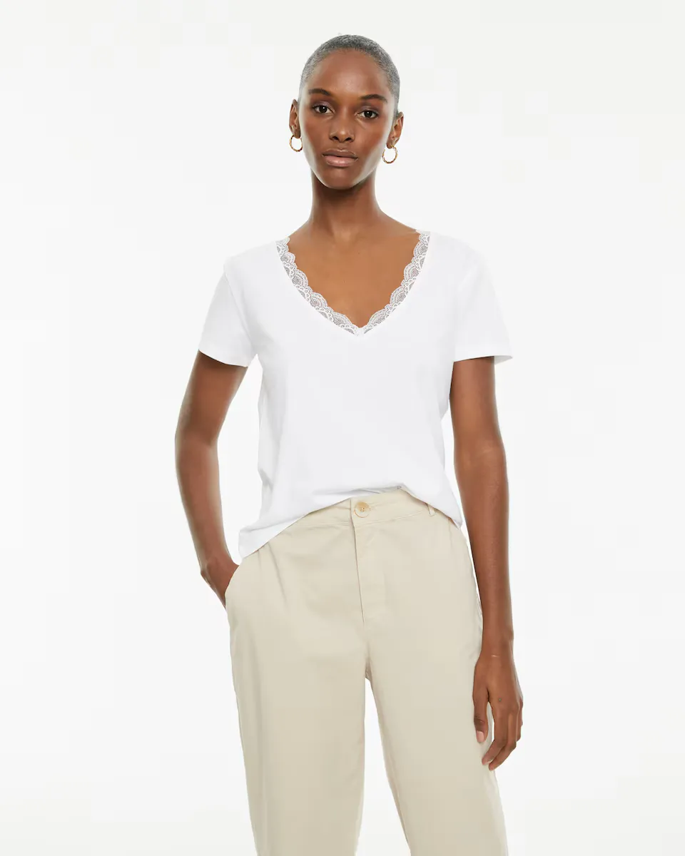 Женская приталенная футболка с коротким рукавом и кружевом System Action, белый
Женская приталенная футболка с коротким рукавом и кружевом System Action, белый