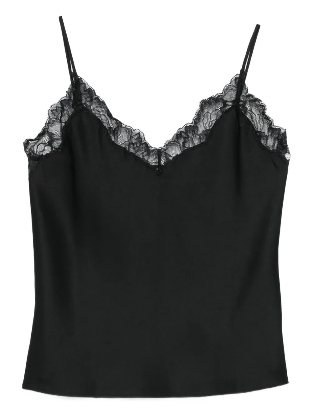 Топ на бретелях с кружевной отделкой Calvin Klein, черный 
Топ на бретелях с кружевной отделкой Calvin Klein, черный