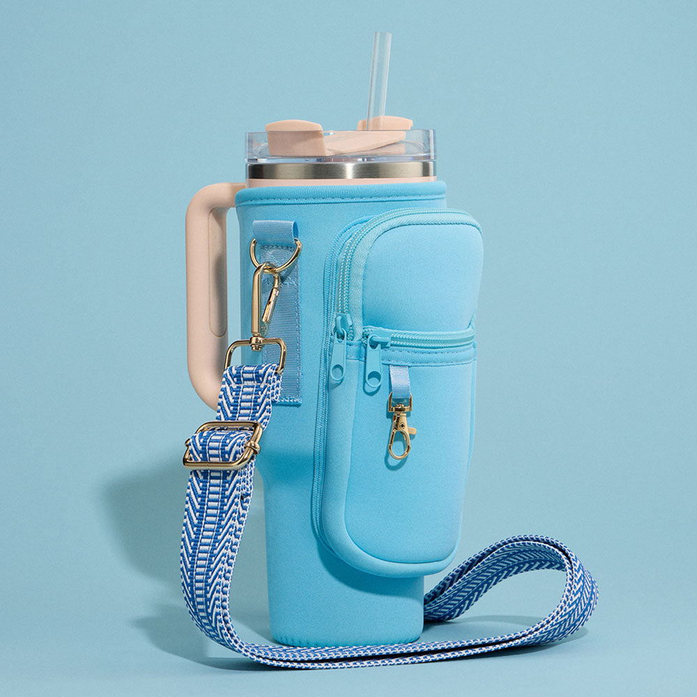 Сумка-переноска для стаканов с узором "шеврон" через плечо FASHNZFAB, светло-голубой 
Сумка-переноска для стаканов с узором "шеврон" через плечо FASHNZFAB, светло-голубой