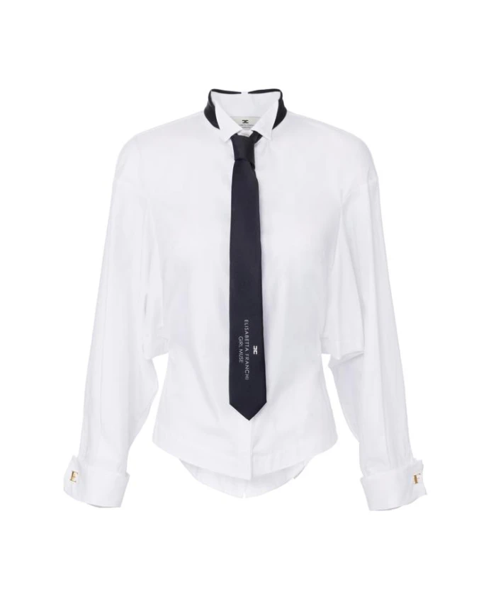 Рубашка из хлопкового поплина с бантом Elisabetta Franchi, белый
Рубашка из хлопкового поплина с бантом Elisabetta Franchi, белый