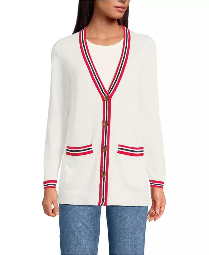 Женский кардиган из тонкого хлопка с отделкой Lands' End, красный
Женский кардиган из тонкого хлопка с отделкой Lands' End, красный