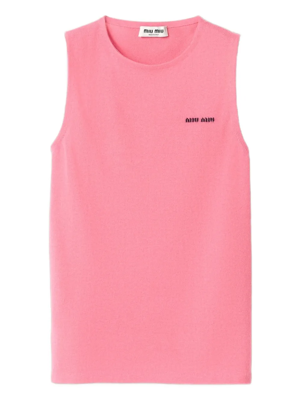 Топ без рукавов с интарсией-логотипом MIU MIU, розовый 
Топ без рукавов с интарсией-логотипом MIU MIU, розовый
