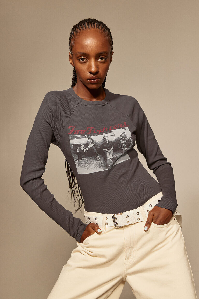 Топ с длинными рукавами и принтом H&M, серый
Топ с длинными рукавами и принтом H&M, серый