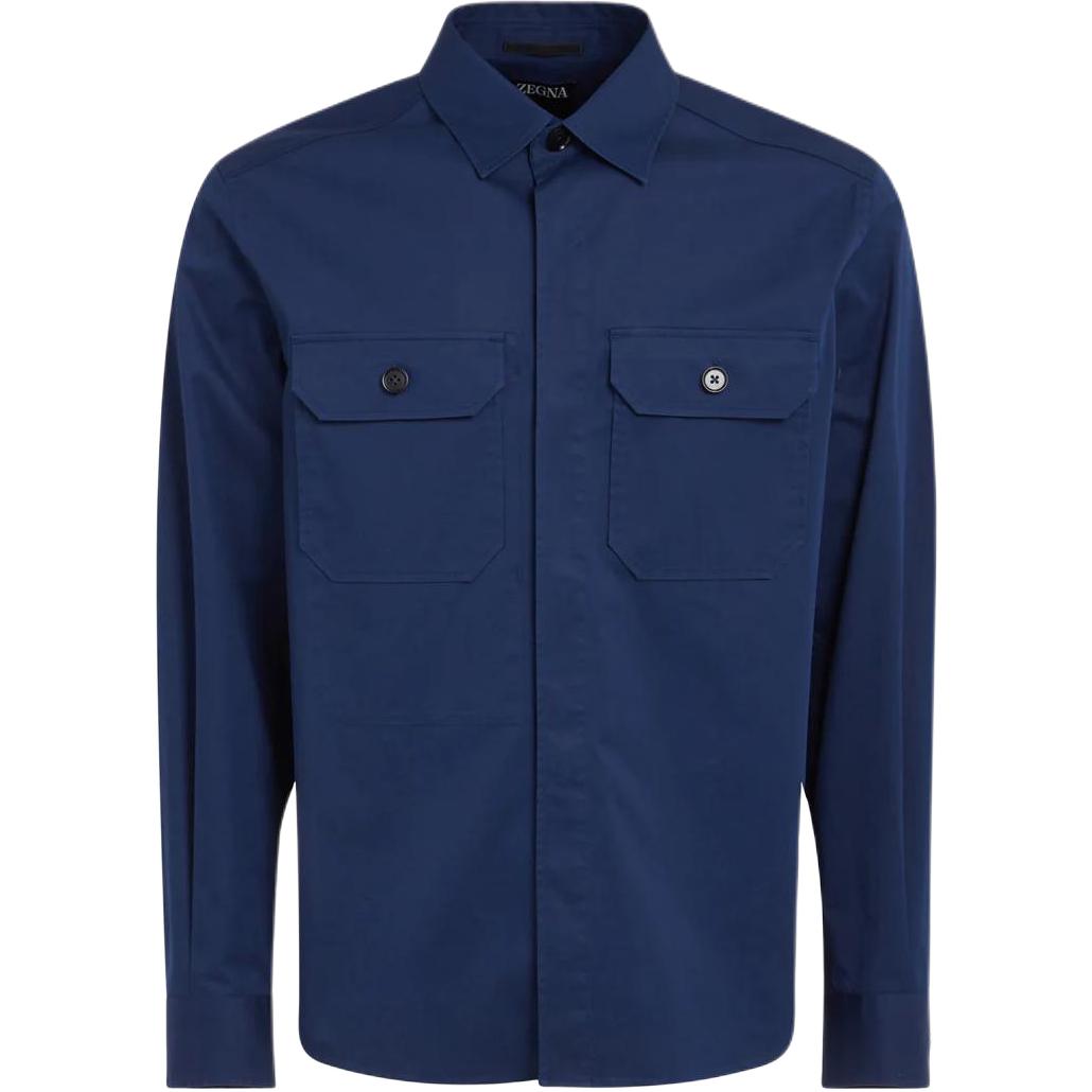 Футболка с закругленным подолом из твила Ermenegildo Zegna, синяя
Футболка с закругленным подолом из твила Ermenegildo Zegna, синяя