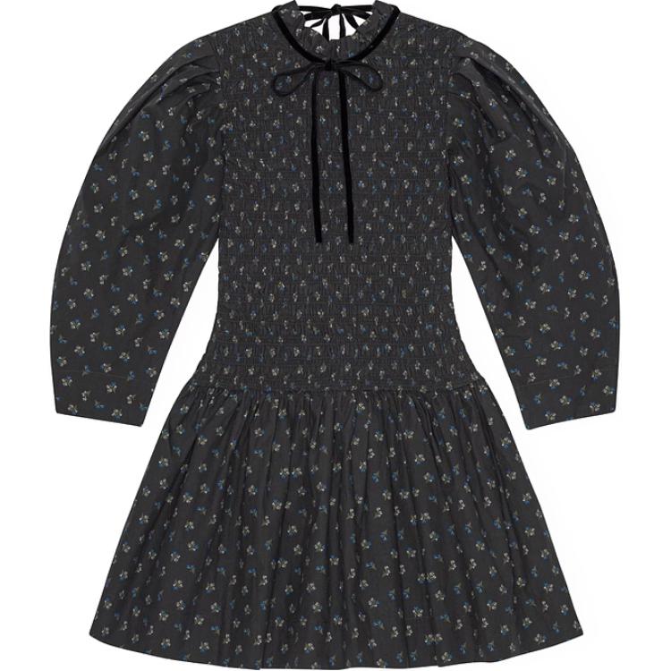 Футболка с цветочным принтом и рюшами GANNI, Phantom Black 
Футболка с цветочным принтом и рюшами GANNI, Phantom Black