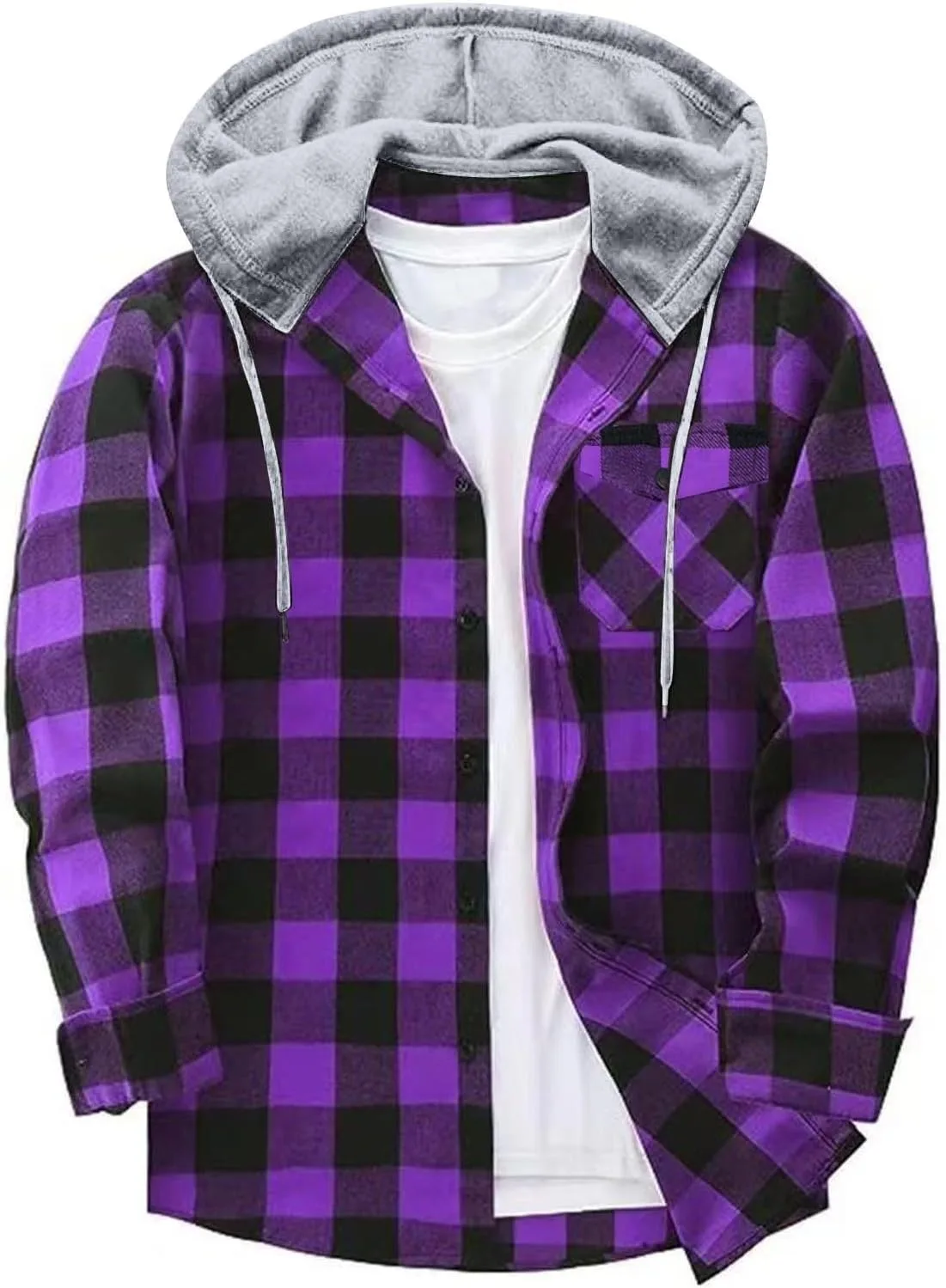 Мужская фланелевая толстовка с капюшоном и карманом
Мужская фланелевая толстовка с капюшоном и карманом