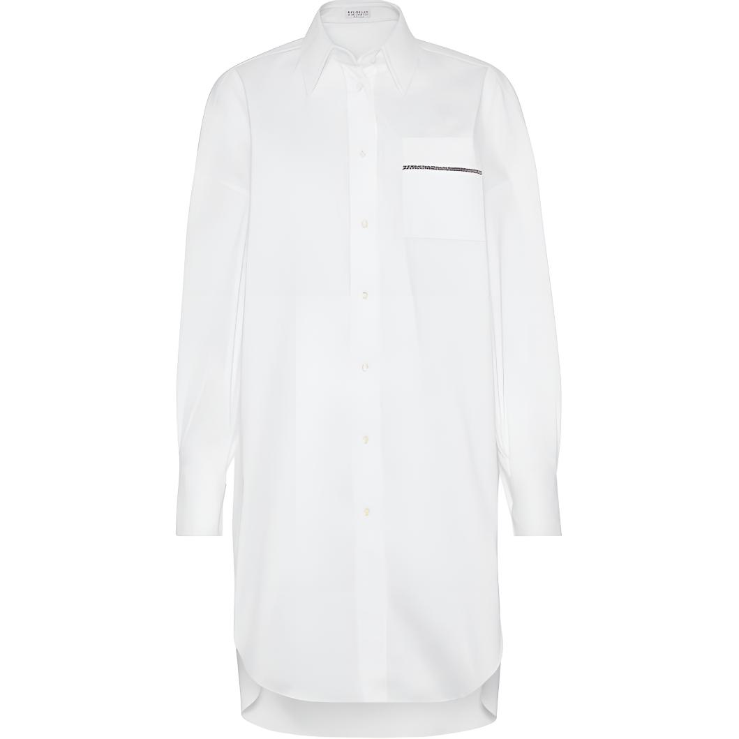 Белая рубашка с длинными рукавами и воротником Brunello Cucinelli 
Белая рубашка с длинными рукавами и воротником Brunello Cucinelli