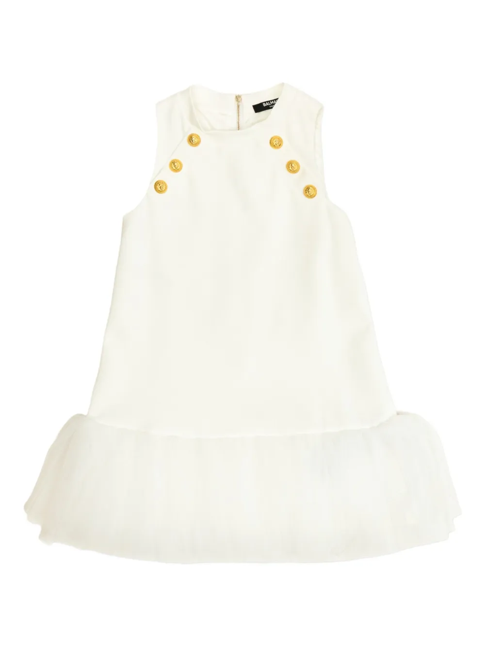 Платье из тюля на пуговицах Balmain Kids, белый
Платье из тюля на пуговицах Balmain Kids, белый