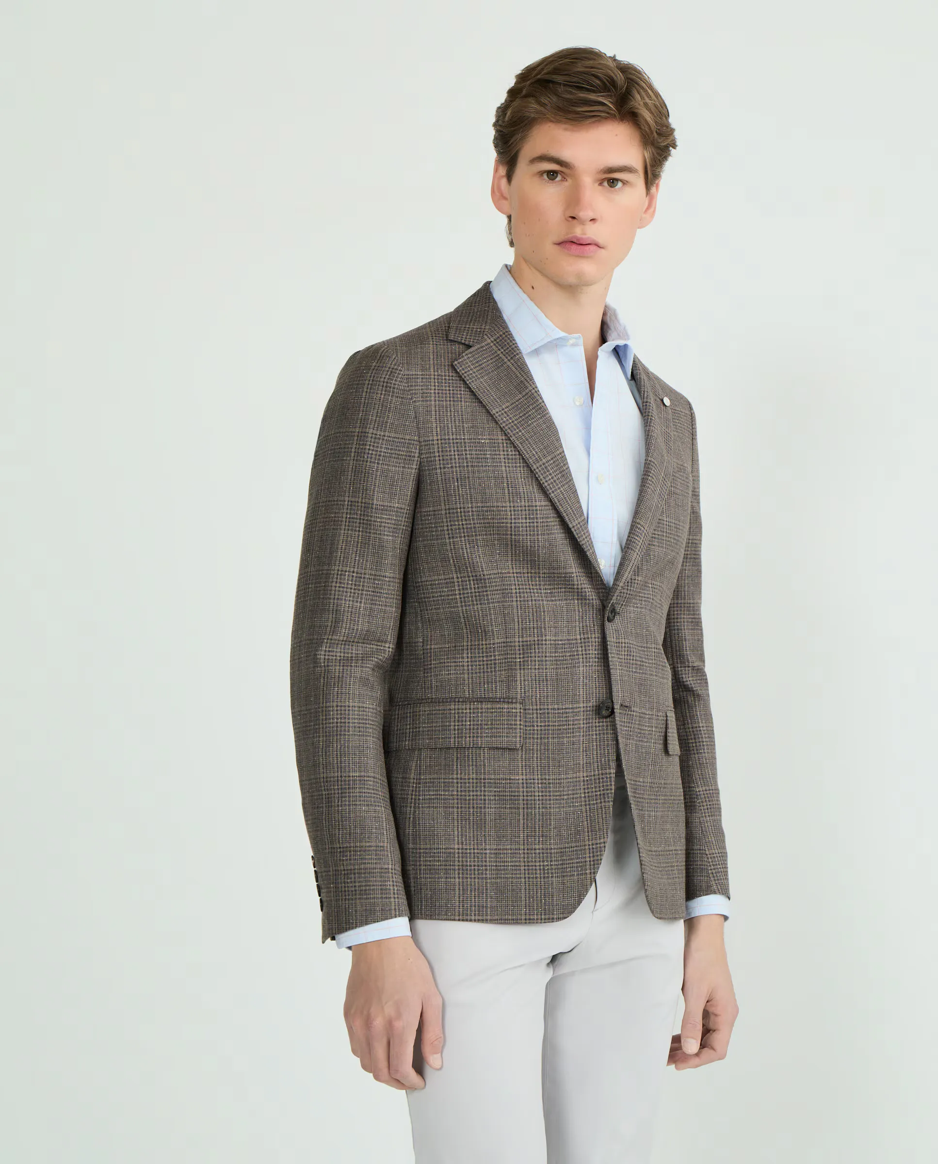 Мужская куртка прямого кроя с валлийским узором, большие размеры Mirto, светло-коричневый 
Мужская куртка прямого кроя с валлийским узором, большие размеры Mirto, светло-коричневый