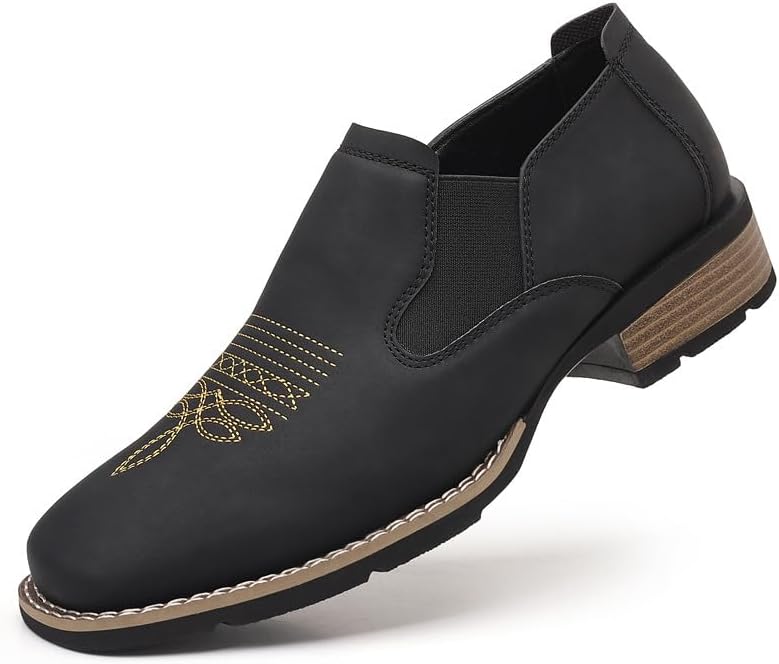 Мужские кожаные слипоны Santimon, комфортные ботинки с эластичными вставками, стильная повседневная обувь, противоскользящие вестерн-ботильоны, черный
Мужские кожаные слипоны Santimon, комфортные ботинки с эластичными вставками, стильная повседневная обувь, противоскользящие вестерн-ботильоны, черный