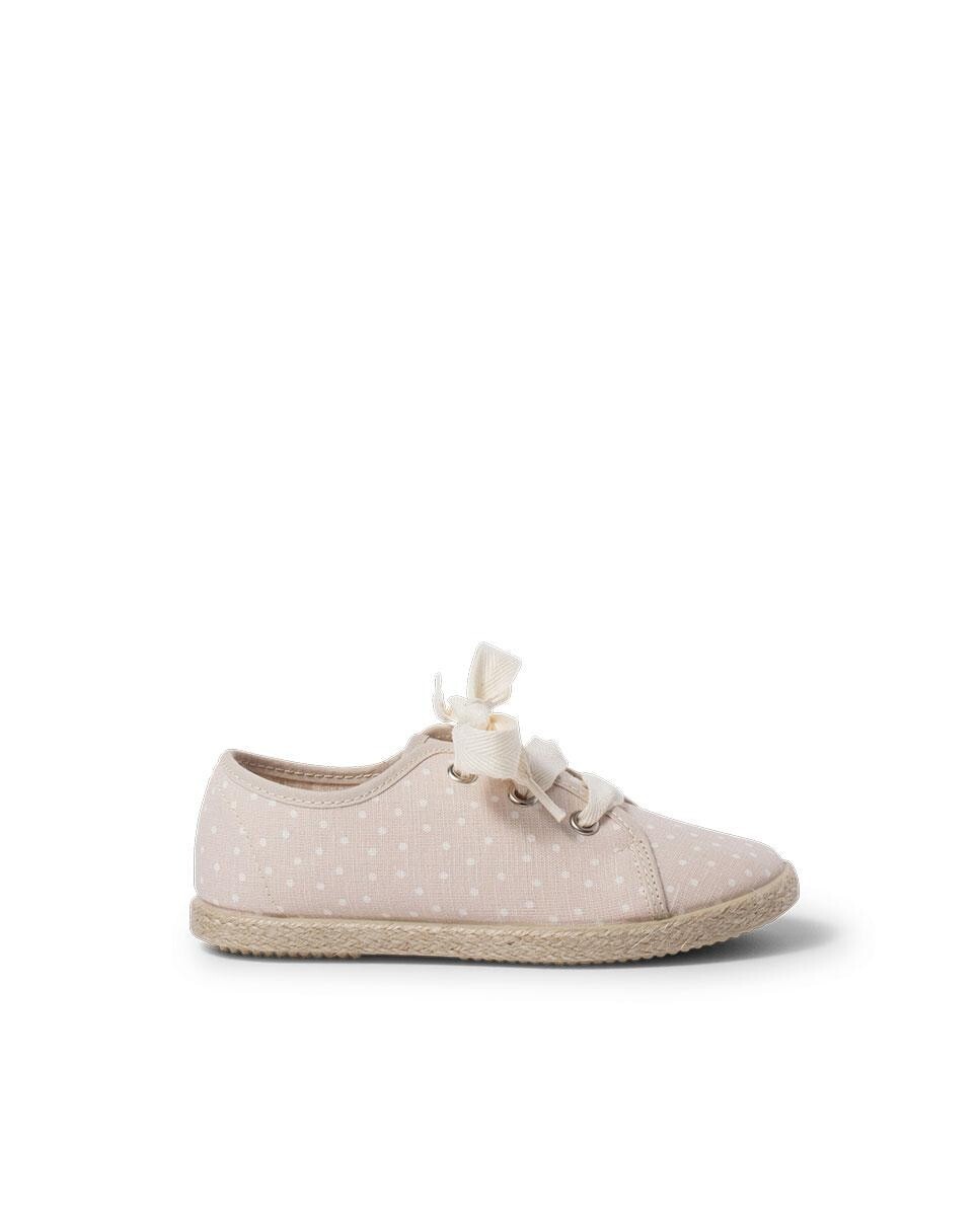 Кроссовки из парусины для девочки в горошек Pisamonas, бежевый 
Кроссовки из парусины для девочки в горошек Pisamonas, бежевый