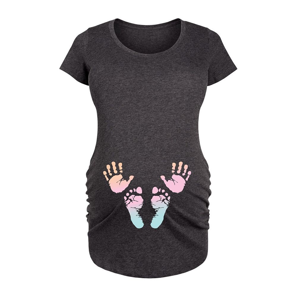 Футболка с рисунком «Радужные отпечатки ладоней для беременных» и «Следы ног» Licensed Character, цвет Heather Charcoal 
Футболка с рисунком «Радужные отпечатки ладоней для беременных» и «Следы ног» Licensed Character, цвет Heather Charcoal