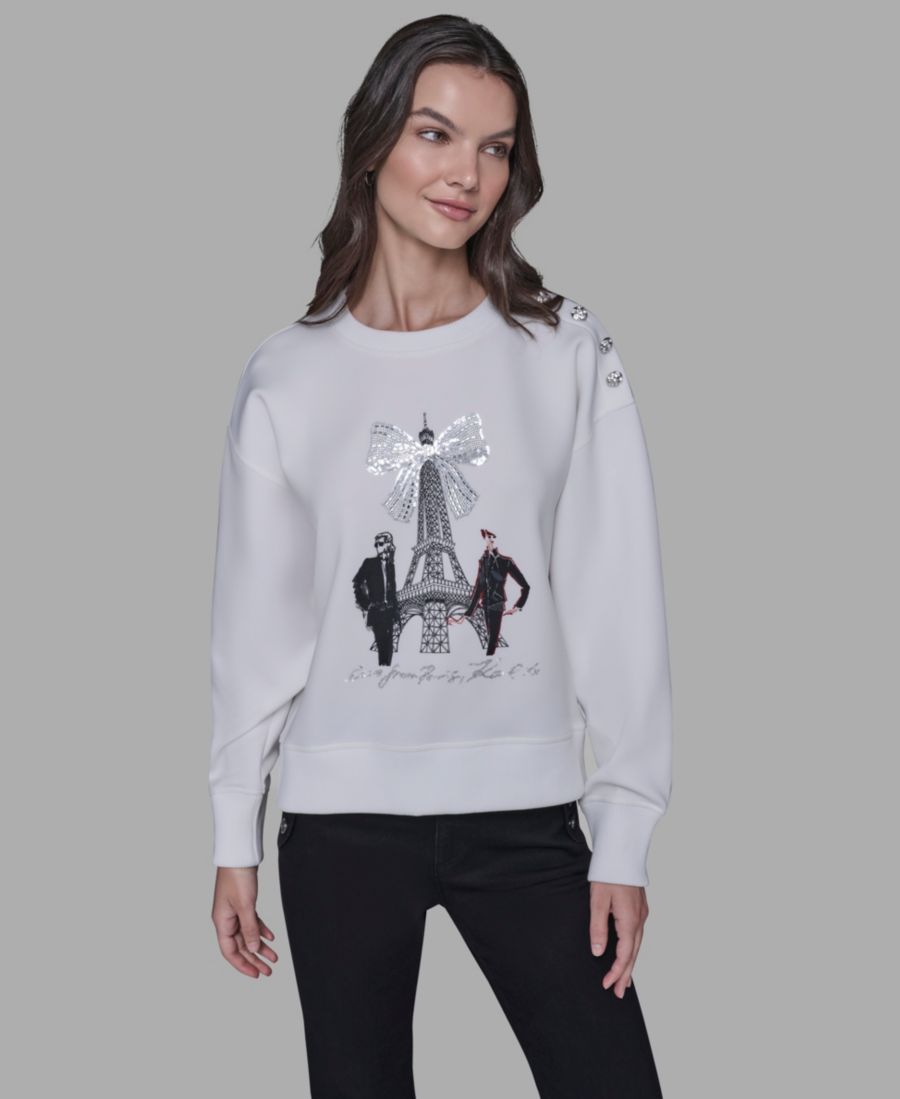 Женская толстовка с бантом в виде Эйфелевой башни, размеры P/XS-XL KARL LAGERFELD PARIS, Soft White
Женская толстовка с бантом в виде Эйфелевой башни, размеры P/XS-XL KARL LAGERFELD PARIS, Soft White