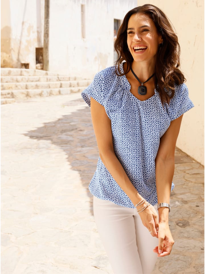 Рубашка с короткими рукавами королевского синего цвета с принтом экрю WITT WEIDEN
Рубашка с короткими рукавами королевского синего цвета с принтом экрю WITT WEIDEN