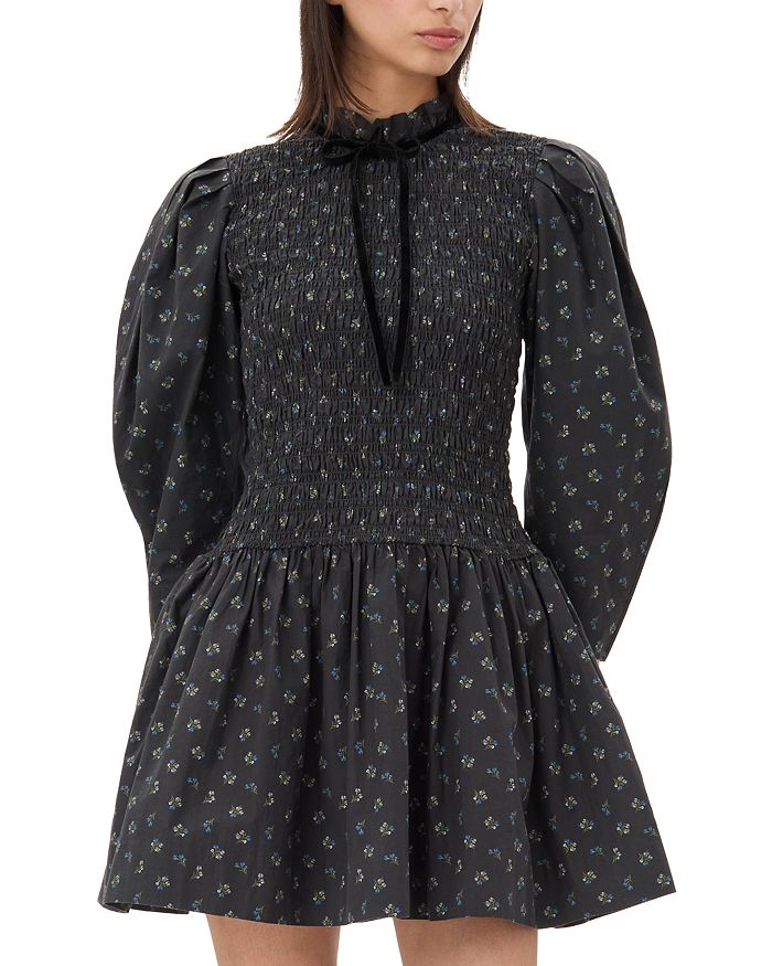 Мини-платье с принтом и сборками GANNI, черный
Мини-платье с принтом и сборками GANNI, черный