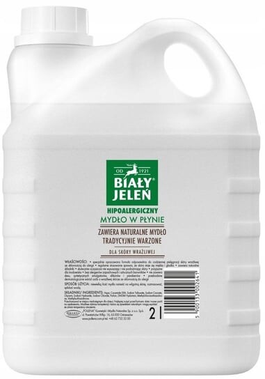 Гипоаллергенное жидкое мыло, 2000 мл. Biały Jeleń
Гипоаллергенное жидкое мыло, 2000 мл. Biały Jeleń