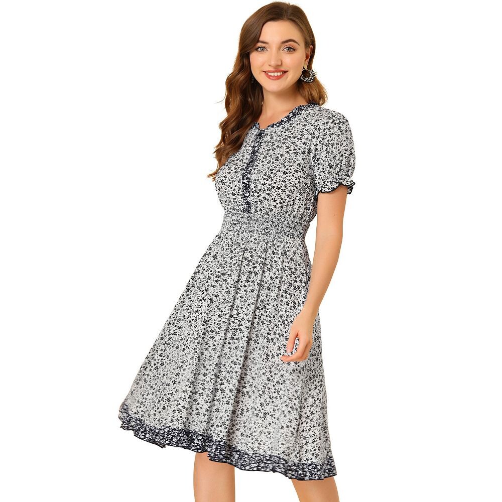 Женский сарафан с цветочным принтом, платье с короткими рукавами и рюшами на талии ALLEGRA K, белый
Женский сарафан с цветочным принтом, платье с короткими рукавами и рюшами на талии ALLEGRA K, белый