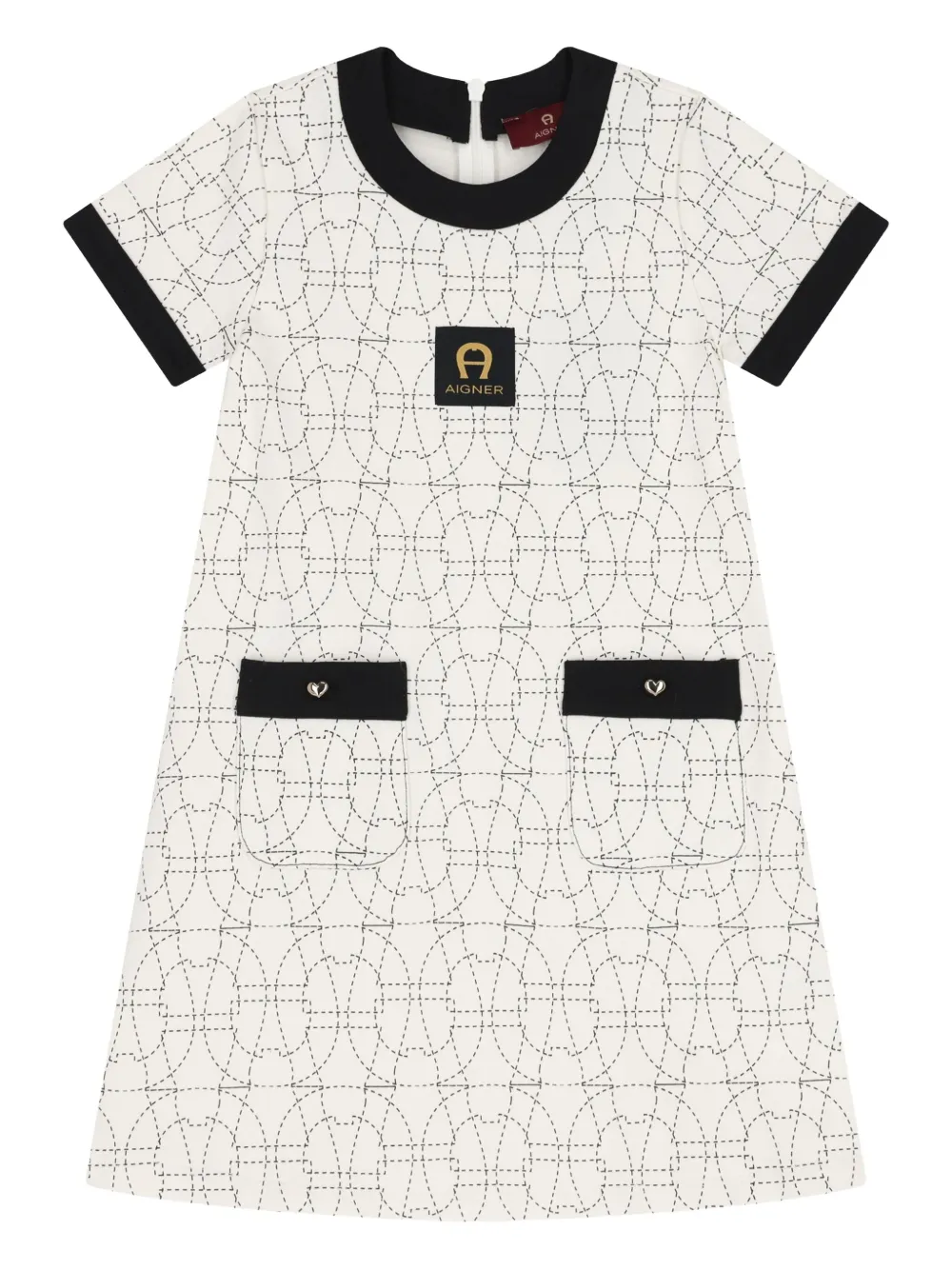 Повседневное платье с короткими рукавами и логотипом Aigner Kids, белый 
Повседневное платье с короткими рукавами и логотипом Aigner Kids, белый
