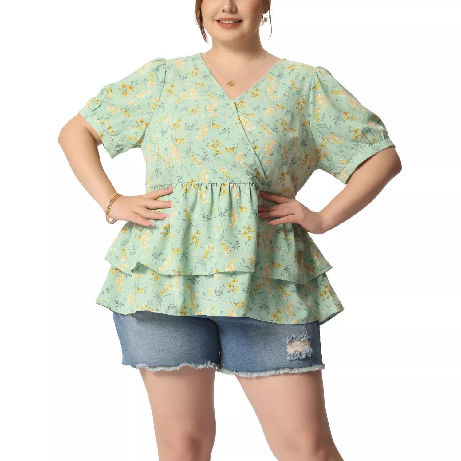 Женская блузка большого размера с цветочным принтом, многослойные расклешенные края, повседневные топы с баской Agnes Orinda, черный
Женская блузка большого размера с цветочным принтом, многослойные расклешенные края, повседневные топы с баской Agnes Orinda, черный