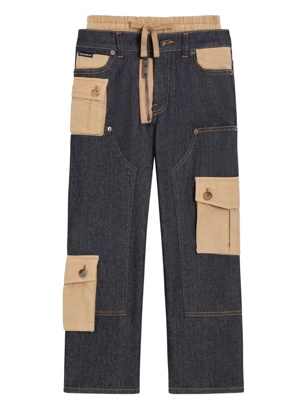 Джинсы карго с двойным поясом Dolce & Gabbana Kids, синий 
Джинсы карго с двойным поясом Dolce & Gabbana Kids, синий