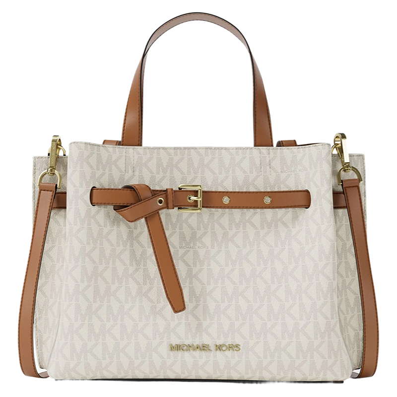MICHAEL KORS Эмилия Текстильная Сумка на Одно Плечо Маленькая Женская Ванильная и Коричневая
