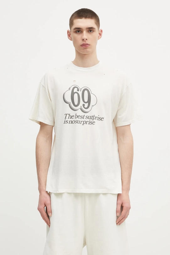 Поврежденная хлопковая футболка 69 ss tee Aries, бежевый
Поврежденная хлопковая футболка 69 ss tee Aries, бежевый