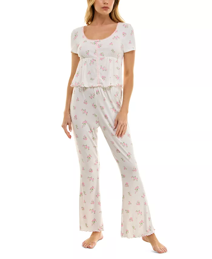 Женский комплект пижамы с цветочным принтом и ребристым узором, расклешенный Roudelain, белый
Женский комплект пижамы с цветочным принтом и ребристым узором, расклешенный Roudelain, белый