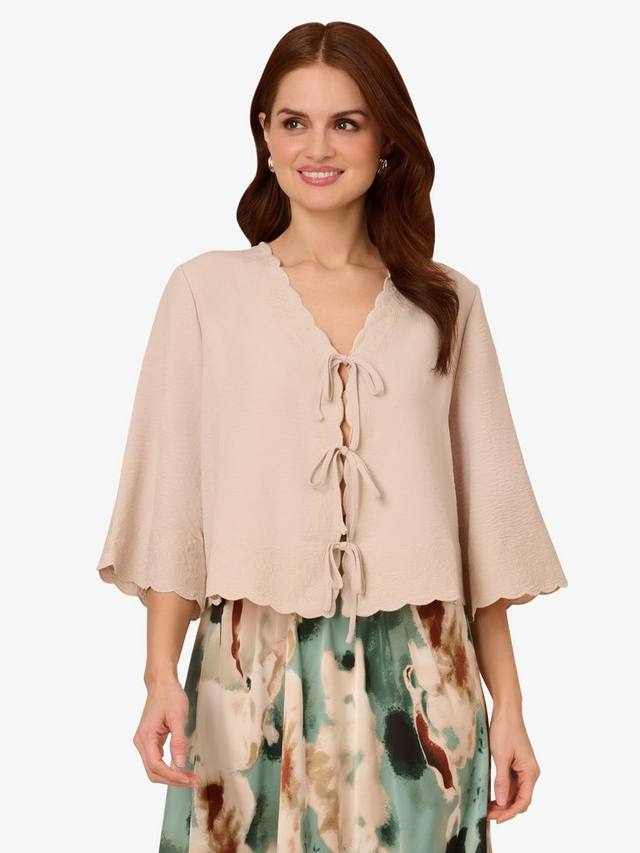 Тканый топ с открытым v-образным вырезом спереди Adrianna Papell, цвет Pebble 
Тканый топ с открытым v-образным вырезом спереди Adrianna Papell, цвет Pebble