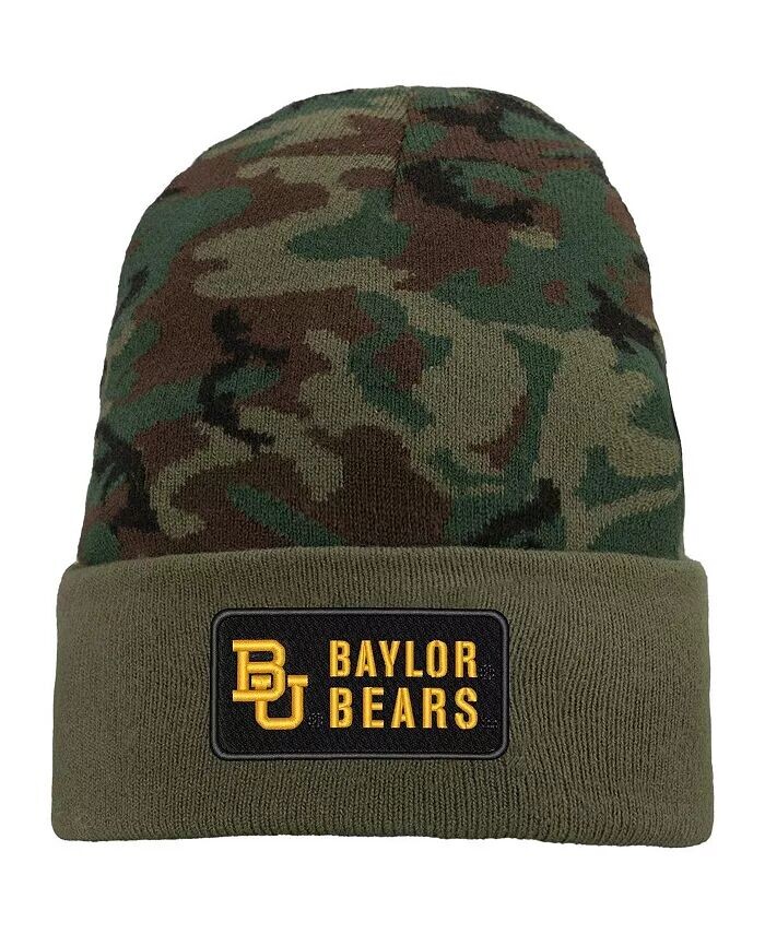 Мужская камуфляжная вязаная шапка в стиле милитари Baylor Bears с манжетами Nike, зеленый