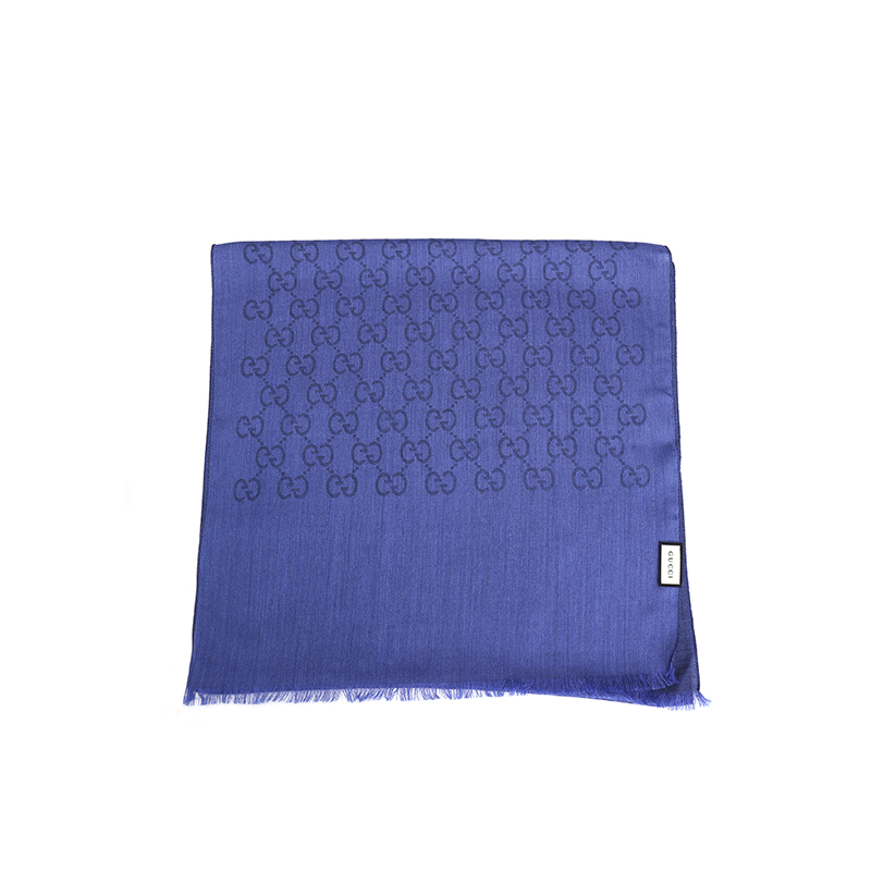 Двойная Джейкардовая Шерстяная Шаль с Бахромой 'Темно-Синий' GUCCI 
Двойная Джейкардовая Шерстяная Шаль с Бахромой 'Темно-Синий' GUCCI